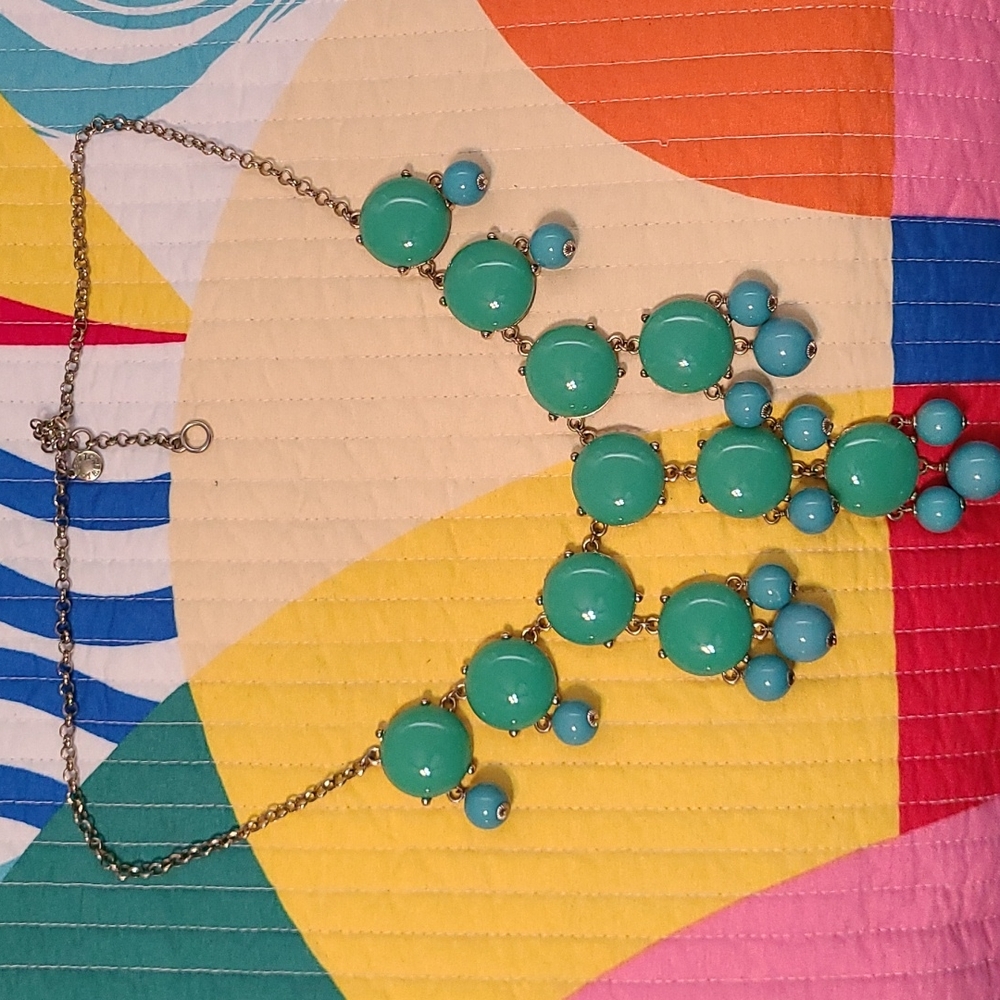 J. Crew Teal and Blue Bauble Necklace